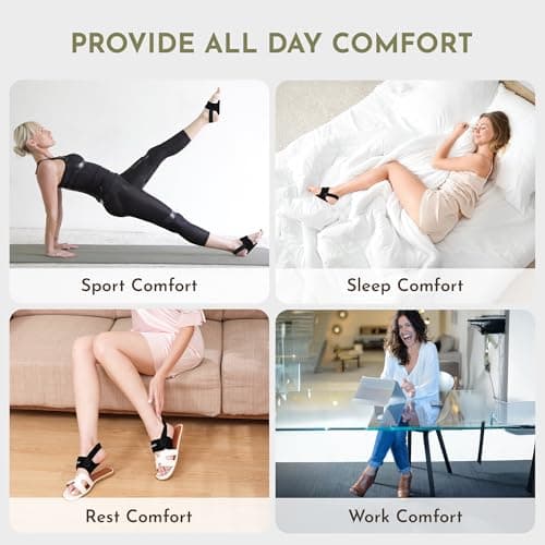 SIIHEA Arch Support Braces Sleeves for Pressure, Plantar Fasciitis Relief, Adjustable Compression Bands for Flat Feet High & Fallen Arch, Non-Slip Foot Wraps with Gel Pad (Cool Black, Adjustable) 6