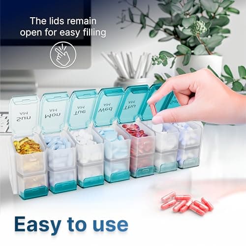 Extra Large Pill Organizer 2 Times a Day – XL Pill Box 7 Day with Big AM/PM Compartments – Fits Large Vitamins, Supplements & Gummies, for 7 or 14-Day Use, Color-Coded, Senior-Friendly, No Spills 6