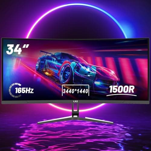 LXZ 34 Inch Gaming Monitor 1500R, 3440 * 1440p 165hz Frameless Display 100% sRGB, Wide Viewing Angle, Display Port HDMI - Black 7