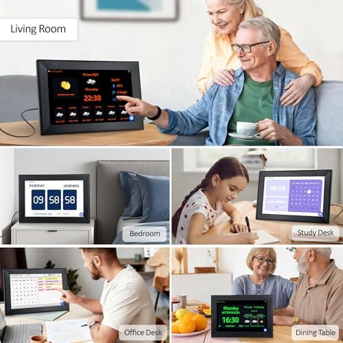 TIXINPO WiFi Smart Digital Clock with Weather and Temperature,with Date and Day of Week for Elderly,64 Alarms, Digital Calendar & Schedule Reminders (10.1" Black) 8