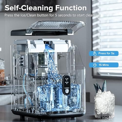 Electactic Countertop Nugget Ice Maker Pro - 34lbs/24H, Self-Cleaning Pellet Ice Machine with Soft Chewable Ice, One-Touch Operation for Home, Kitchen, Office (Silver) 5