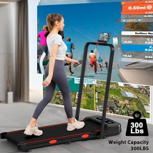 Incline Walking Pad Treadmill with Handle Bar, 2 in 1 Under Desk Treadmill for Home Office, 300 lb Capacity, 2.5HP, Folding Portable Treadmills for Small Spaces 7