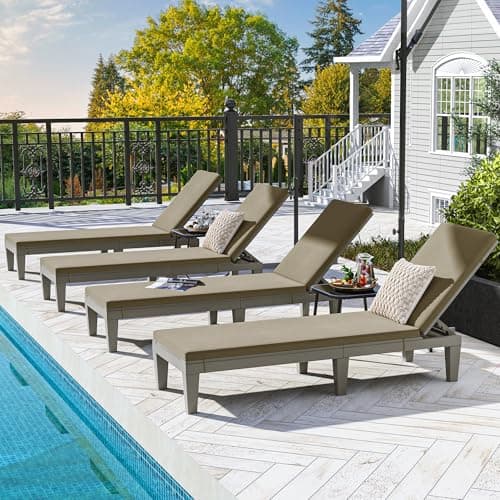 DWVO Outdoor Chaise Lounge with Cushion, Patio Chaise Lounge Chair Set of 2 w/ 5-Level Backrest, Lounge Chair for Garden, Pool, Beach and Patio, Easy Assembly & Lightweight (Taupe) 7