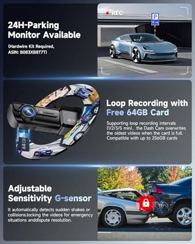 OVAMAN F8 Car Camera Dash Cam Front and Rear, 4K+1080P 170° Wide Angle Dual Dash Camera for Cars with 64GB Card,Wireless 5G WiFi&App Control,WDR/HDR Night Vision, 24H Parking Mode,Loop Recording 6