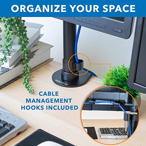 Mount-It! Triple Monitor Mount 3 Screen Desk Stand for LCD Computer Monitors for 19 20 22 23 24 27 Inch Monitors VESA 75 and 100 Compatible Full Motion, 54 lbs Capacity (MI-1753),Black 8