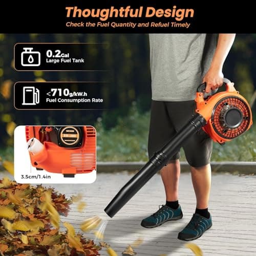 IOENC Gas Leaf Blower 2-Stroke 25.4CC,4.59FT³/H Handheld Gas Blower for Lawn Care,7000rpm Powerful Clearing Performance Leaf Blower for Road Maintenance,Sanitation Cleaning,etc. 5
