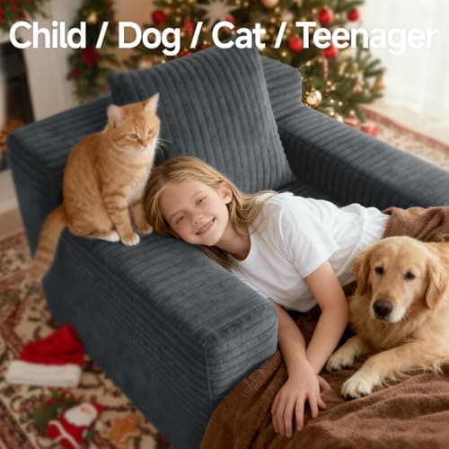 45'' Chaise Lounge Chair Indoor, Corduroy Upholstered Boneless Sofa Bed, Deep Seat Sleeper Couch Reading Chairs, Small Comfy Cloud Sofas Couches for Living Room, Bedroom, Movie Room (Dark Grey) 6