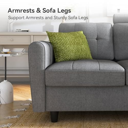 HONBAY Convertible Sectional Couch L Shaped Sofa with Cup Holders, Modern Sectional Sofa 4-Seat Sofa with Reversible Chaise, Light Gray 8