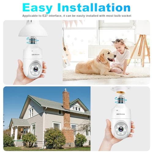 AlkiVision 2K Light Bulb Security Camera - 5G&2.4GHz Dual Bands 360° Motion Detection Cameras for Home Security, Full-Color Night Vision, Auto Tracking, Siren Alarm, 24/7 Recording 6