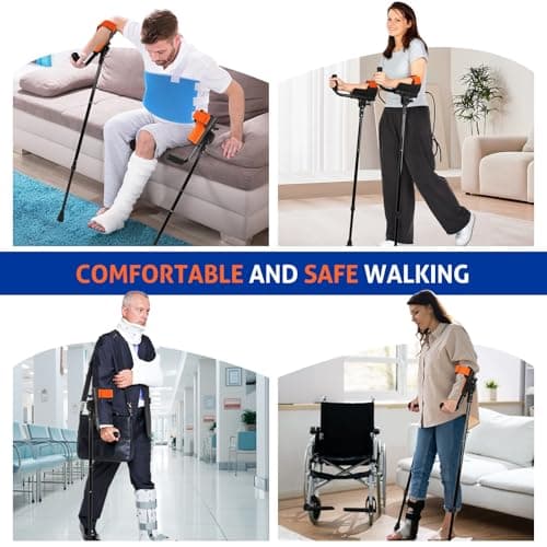 Dyna-Living Forearm Crutches for Adults with 3 Adjustable Angles,Foldable Elbow Crutches Anti-Drop Cuff Comfortable Crutches (Pair) 6