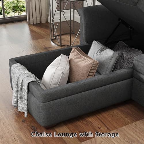 LOVMOR Sectional Sofa 84inch L Shaped Sleeper of Convertible Lounge Pull Out Couch Bed and Storage Chaise for Home Living Room Apartment Dorm 6