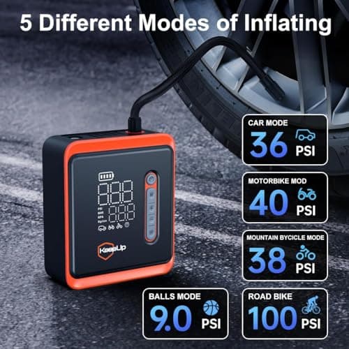 Tire Inflator Portable Air Compressor -Upgraded Air Pump for Car Tires with Tire Pressure Gauge (Max 150 PSI), Auto Shut-Off Tire Pump with LED Light for Car Motor Bike Ball 5