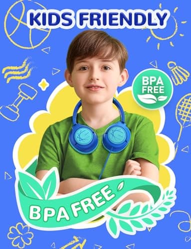 iClever Kids Headphones with Cord, 85dBA Safe Volume Wired Headphones for Kids, Stereo Sound Foldable Adjustable, 3.5mm Jack, Over Ear Child Headphone for School/Boys/Girls/iPad/Tablet/Travel, Blue 6