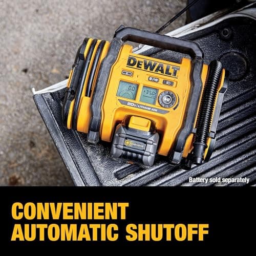 DEWALT Tire Inflator Portable Air Compressor 20V MAX, Car Air Pump with Automatic Shut Off, LED Light, Tool Only (DCC020IB) 6