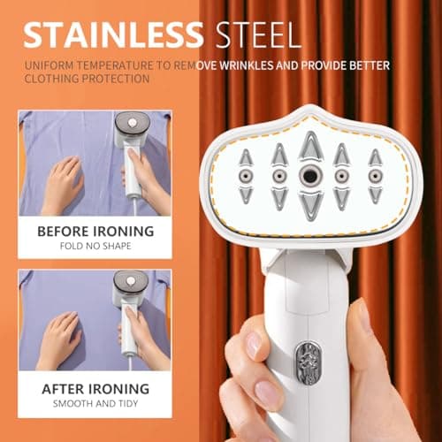 Tenhitoys Travel Garment Steamer - 10s Fast Heating, 90 Foldable Handle, Portable & Compact, 20g/s Strong Steam, 130mL Tank, 1000W Powerful, Suitable for All Fabrics 7