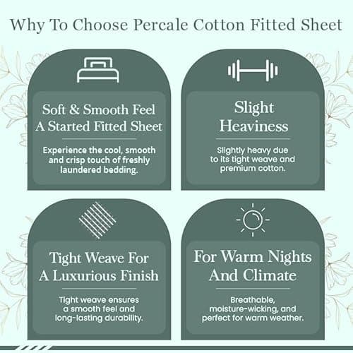 Feather & Stitch Fitted Sheet Only, 100% Cotton 300TC Lightweight Cooling & Breathable Percale Weave Fitted Sheet 16" Regular Elastic Deep Pocket Soft Bedding Mattress (King, Victorian Floral) 7