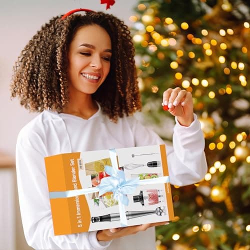 Immersion Blender Handheld Corded Hand Blenders Set 1100W, Trigger Variable Speed 5 in 1 Stick Emulsifier with Chopper, Whisk and Frother for Soup, Baby Food and Smoothies 8