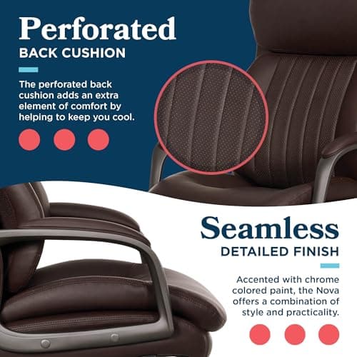 La-Z-Boy Nova Executive Office Chair - Ergonomic High Back Desk Chair with AIR Lumbar Support - Comfortable ComputerChair for Home Office - Vegan Leather - Brown 5