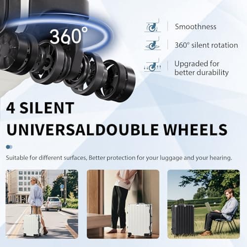 Krute Carry On Luggage 20 inch Aluminum Frame Luggage with Spinner Wheels Hardshell No Zipper PC+ABS TSA Lock Zipperless Suitcases 8