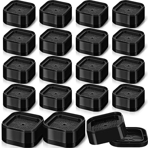Ecally 16 Pack Furniture Risers Adjustable Bed Risers Desk Leg Risers 1.38" Stackable Heavy Duty Bed Lifts Risers Square Bed Raising Blocks for Mattress Table Leg Desk Chair Couch Sofa Dorm (Black)