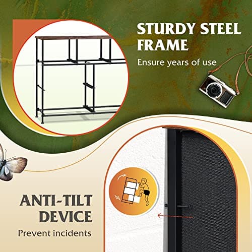 WLIVE 7 Drawer Dresser TV Stand, Entertainment Center, Media Console Table with Metal Frame and Wood Top for TV up to 45 inch, Chest of Drawers for Bedroom, Living Room, Rustic Brown Wood Grain Print 8