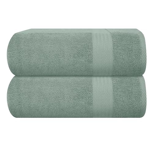 GLAMBURG Premium Cotton Oversized 2 Pack Bath Sheet 35x70-100% Pure Cotton - Ideal for Everyday use - Ultra Soft & Highly Absorbent - Machine Washable - Jade