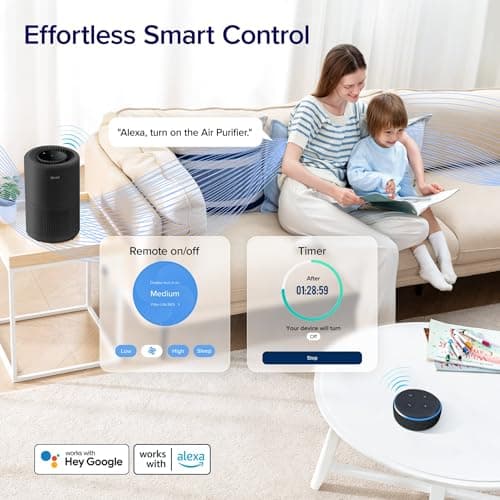 LEVOIT Air Purifier for Home Bedroom, Smart WiFi Alexa Control, AHAM VERIFIDE, 3-in-1 Filter with HEPA Sleep Mode for Allergies, Pollutants, Smoke, Dust, Core 200S-P, Black 5