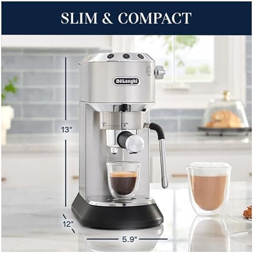 De’Longhi Dedica Arte Espresso Machine with My LatteArt Steam Wand (Milk Frother), 15-Bar Pump & 3-Level Temp Control - Compact Espresso Maker for Latte & Cappuccino - Italian Stainless Steel Design 7