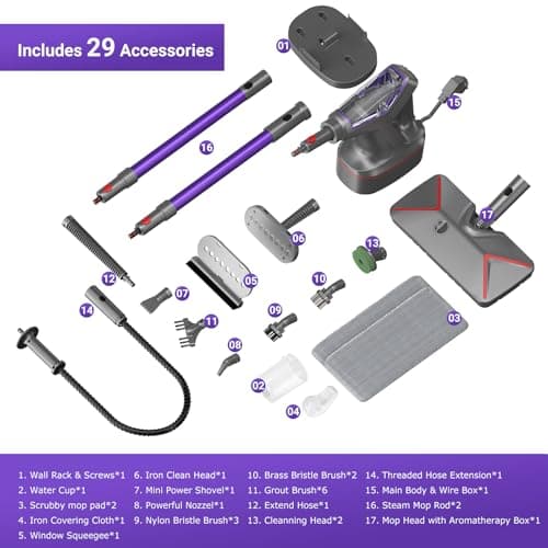 Steam Mop for Floor Cleaning, Heavy Duty 29-in-1 Steam Cleaner for Home with Detachable Handheld Steamer, for Hardwood, Tile, Walls, Grout, Windows, Furniture and Decks 6