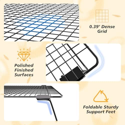 SHOUNAJIA Cooling Rack for Cooking and Baking, 3-Tier Stackable Wire Cooling Rack with Legs for Cooling Cookie, Pizza, Cake, Baking Paper 100 Pcs, 17" x 11", L 7