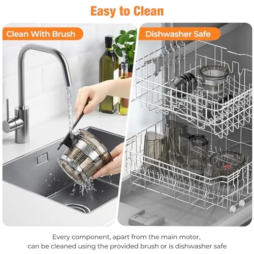 Slow Cold Press Juicer Machines: Masticating Cold Pressed Compact Juicer For Vegetable And Fruit Easy To Clean, Silver Grey 7