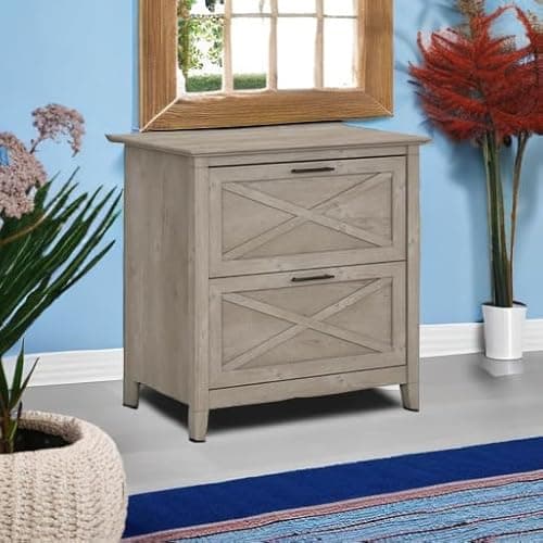 Bush Home Key West 2 Drawer Lateral File Cabinet in Washed Gray, Document Storage for Home Office, Accent Chest with Drawers 5