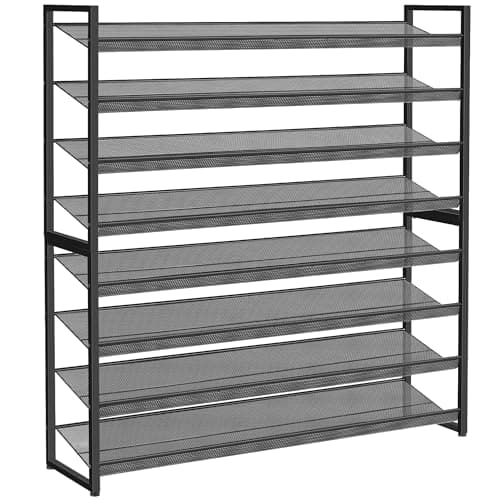 Nunsino Shoe Rack, Large Metal Shoe Organizer,Max Holds 50 Pairs,8 Tier Shoe Storage Shelf for Garage,Closet,Entryway, Black