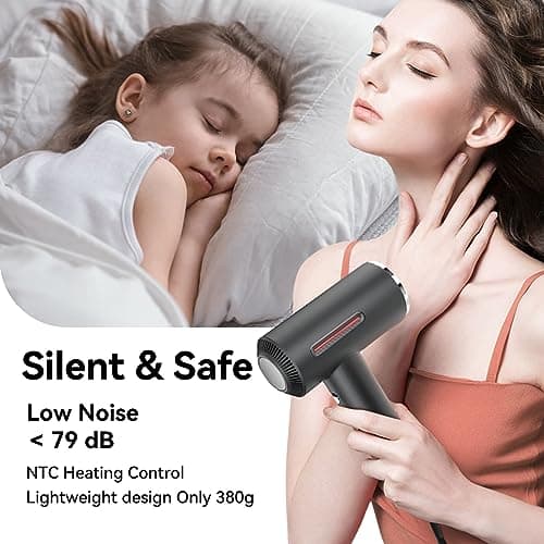 LESCOLTON Hair Dryer, Ionic Hair Dryer 110,000 RPM Brushless Motor 1400W Powerful High Speed, Diffuser & LCD Display, 3 Speeds for Fast Drying, Low Noise, Lightweight,Self Clean (Black) 8