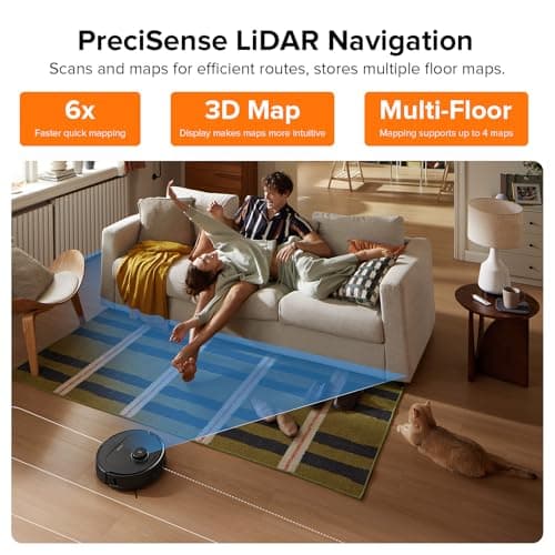 roborock Qrevo Plus Robot Vacuum and Mop with FlexiArm Design Edge Mopping, Self-Emptying, 10 mm Liftable Mops, Auto Mop Washing & Drying, Reactive Tech Obstacle Avoidance, 7,000 Pa Suction, Black 8