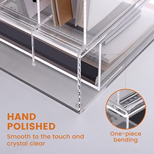 HeZone Desk Organizers and Accessories, Acrylic Desk Organizer with Drawer, Office Supplies Organization Storage, Clear Acrylic File Organizer for Desk - 1 Pack 6