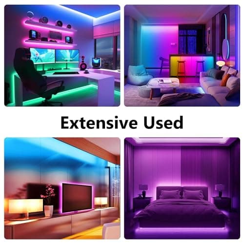 phopollo RGB Smart LED Strip Lights, 16.4ft LED Lights for Bedroom, Bluetooth APP Control, DIY Multiple Colors on One Line, Color Changing LED Strip Lighting Music Sync, USB Powered 8
