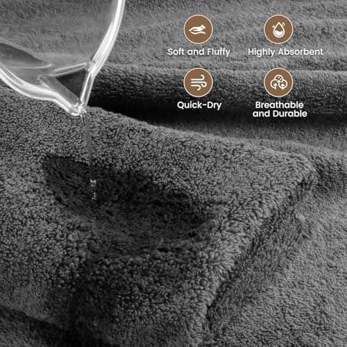 SEMAXE Grey Bath Towels Set of 4, 100% Cotton Luxury Bathroom Towels, Soft, Absorbent, and Quick-Drying, 55"x27", Perfect for Hotels, Gyms, and Spas 5