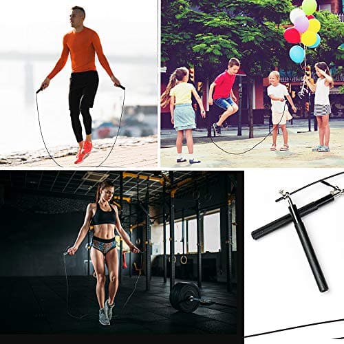 Speed Skipping Rope Adjustable Jumping Rope with Aluminum Handle and Ball Bearing Tangle-Free Exercise Rope for Fat Burning Exercises, Cross Fit Training, Fitness, Exercise 6