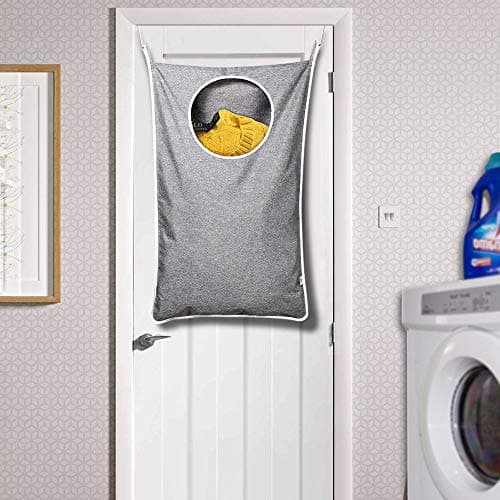 KEEPJOY Hanging Laundry Hamper Bag with 2 Different Types of Hooks, Size 20 x 30 Inch Door Laundry Hamper Storage Bag for Dirty Clothes, Blankets, and Toys (Grey, 1-Pack) 7