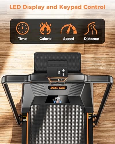 Walking Pad with Handle Bar, BestGod Treadmills for Home Office 330 lbs Capacity Foldable Under Desk Treadmill 5% Walking Treadmills with Incline 2.5 HP Folding Treadmill with Remote Control 7