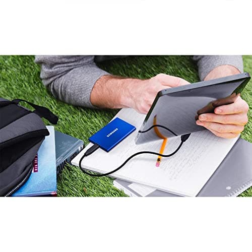 SAMSUNG MU-PC2T0T/AM Portable SSD T7 USB 3.2 2TB Gray Bundle with Deco Gear Hard EVA Case with Zipper for Tablets and GPS 6 Inch and 1 YR CPS Enhanced Protection Pack 8