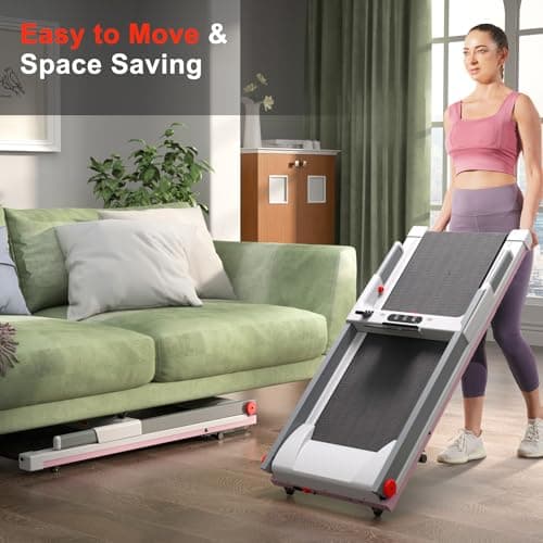 DeerRun Walking pad with 6% Incline, 3.0HP Powerful and Quiet Walking Pad with Handle Bar, 300 lbs Capacity Foldable Treadmills for Home, with Remote Control and Space Saving 7