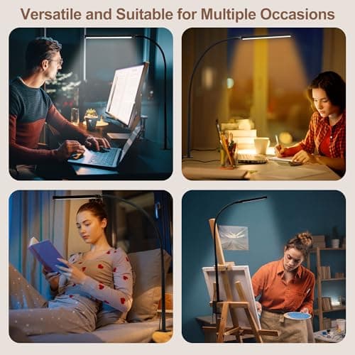 LIBORA Led Desk Lamp for Home Office, Eye-Caring Desk Light with Clamp, Clip on Light for Reading, 3 Modes 10 Brightness, Flexible Goose-Neck, Memory Function, Study, Work, Draw, Black 5