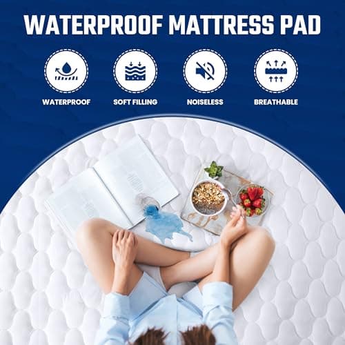 Utopia Bedding Waterproof Mattress Protector, Queen Mattress Pad, Noiseless Quilted Fitted Cover with Deep Pocket Stretches up to 16 Inches (White) 5
