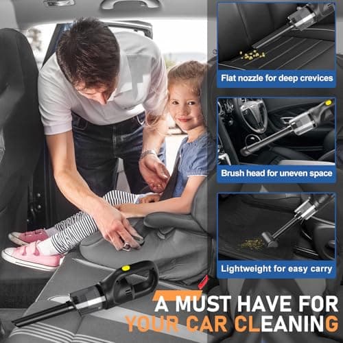 ITGOTI Handheld Vacuum Cordless Car Vacuum, Car Hand Held Vacuum Cleaner,Strong Suction Portable with 3 Suction Heads 5