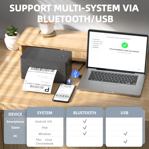PEDOOLO Label Printer, 4x6 Shipping Label Thermal Printer for Packages, Bluetooth Conection and Compatible with Android. iPhone.Windows, Mac, Chromebook, Amazon, Ebay, UPS.USPS, FedEx, Shopify 5