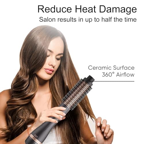 DAILYLIFE Blow Dryer Brush with 5 Attachments, Hot Air Brush Set for Straightening/Drying/Curling, Oval Brush, with Ionic Function and ALCI Safety Plug, UL Certification 6