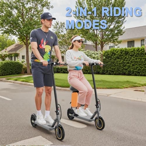 WTRHXA Electric Scooter Adults with Dual Suspensions, 350W/500W Motor, 19/22 Mph Speed, 23-31 Miles Ranges, 8.5"/10" Solid Tire, Folding E-Scooter Adult 6