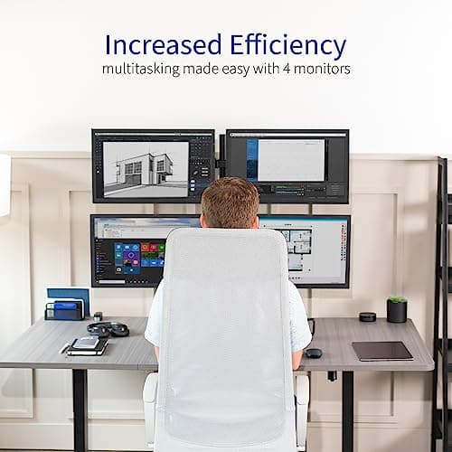 VIVO Quad 13 to 30 inch Monitor Free-Standing Mount, Fully Adjustable Desk Stand, Holds 4 Flat or Curved Display Screens, STAND-V004F 5